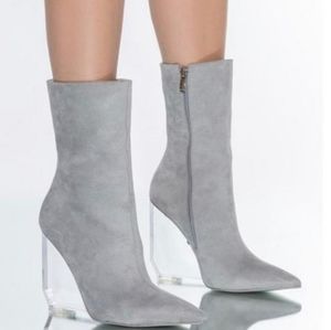 Akira Grey Steppin On Glass Wedge In Boots/Booties Size: US 11